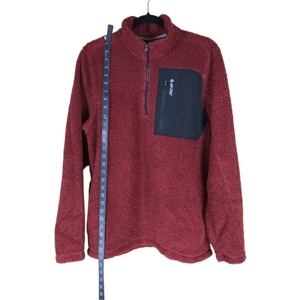 Hi-Tec Fleece Pullover Men’s Medium Maroon Red 1/4 Zip Outdoor Winter Cozy